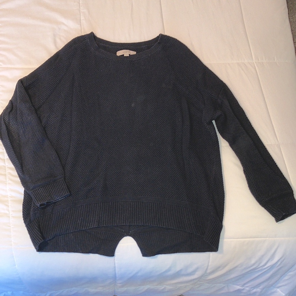 Loft Navy Crewneck Knit Sweater, Large